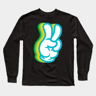 Peace Sign Hand - Vintage Long Sleeve T-Shirt